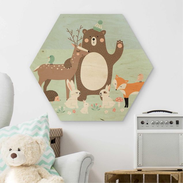 Prints Forest Friends with forest animals blue