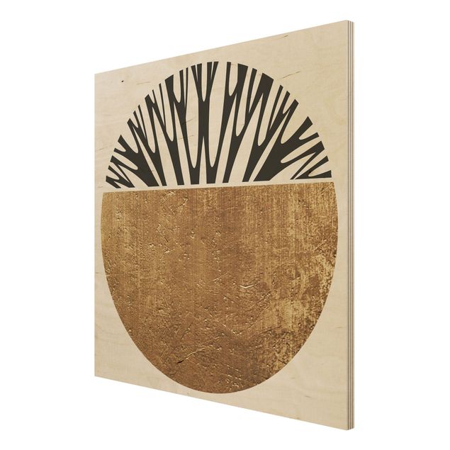 Prints on wood Abstract Shapes - Golden Circle