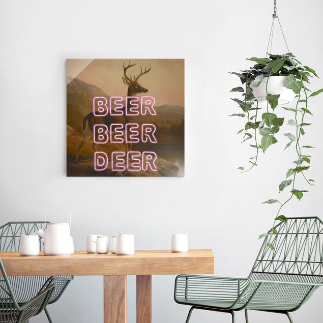 Glass prints pieces Beer Beer Deer