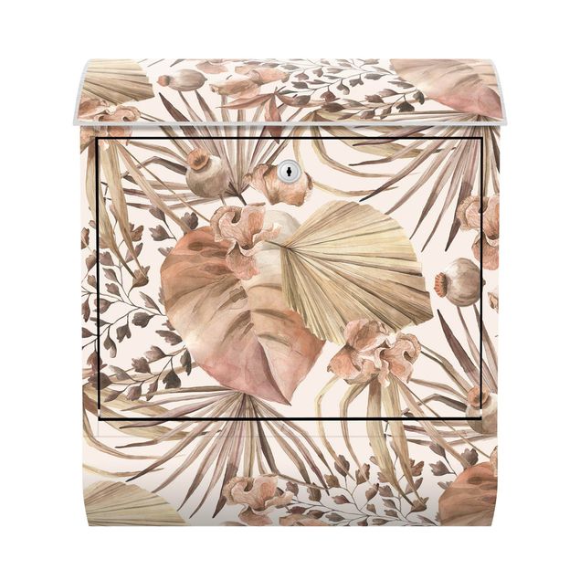 Letterboxes creme Beige Palm Leaves