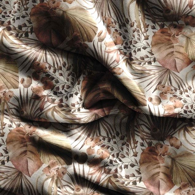floral curtains Beige Palm Leaves