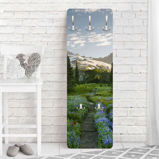 Wall mounted coat rack flower Mountain View Meadow Path