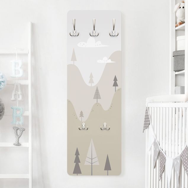 Nursery decoration Mountains In Beige With Trees