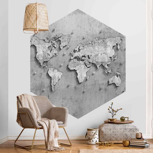 World map wallpaper Concrete World Map