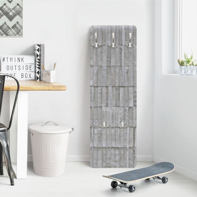 Grey wall coat rack Concrete Brick Wallpaper