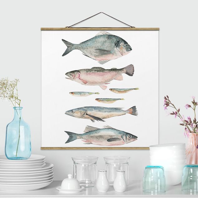 Kitchen Seven Fish In Watercolour II