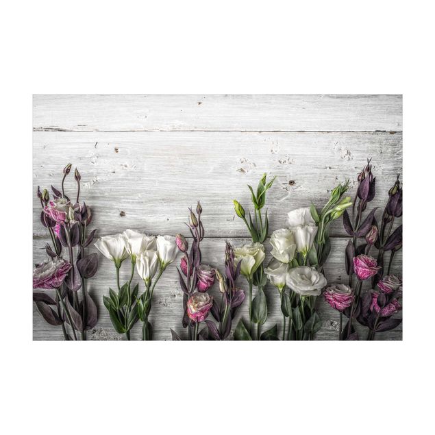 Flower Rugs Tulip-Rose Shabby Wood Look