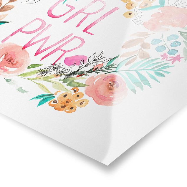 Poster print Pink Flowers - Girl Power