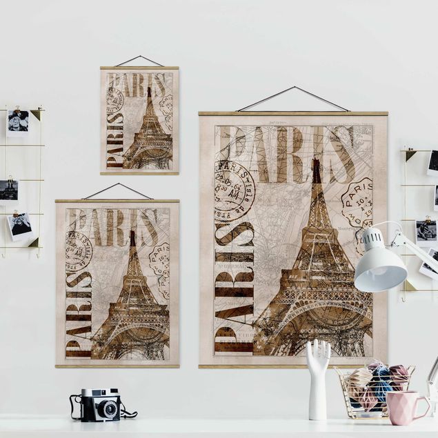 Prints brown Shabby Chic Collage - Paris