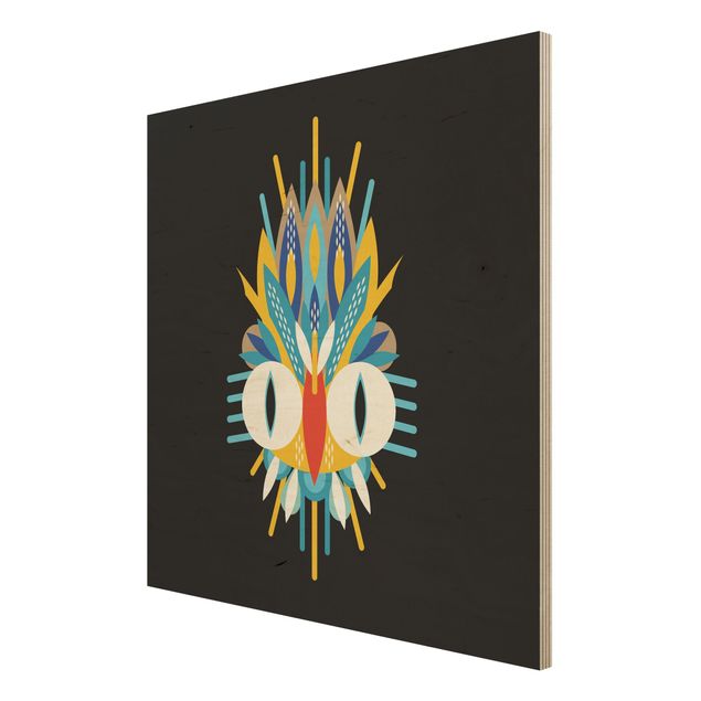 Prints Collage Ethno Mask - Bird Feathers