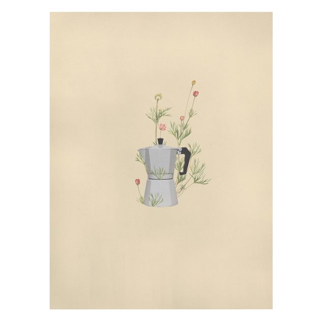Coffee wall print Bialetti with flowers