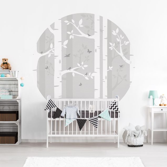 Kids room decor Birch Forest With Butterflies And Birds