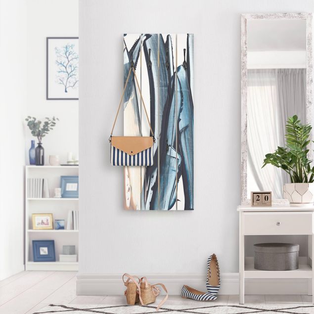 Shabby chic wall coat rack Blue And Beige Stripes