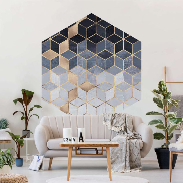 Wallpapers modern Blue White Golden Geometry
