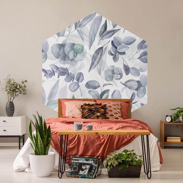 Wallpapers patterns Blue Watercolour Eucalyptus Leaves