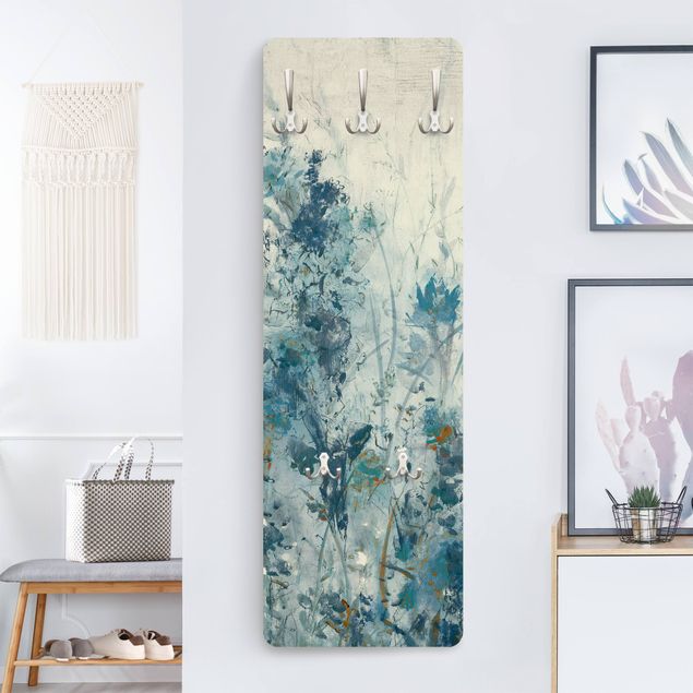 Wall mounted coat rack flower Blue Spring Meadow I