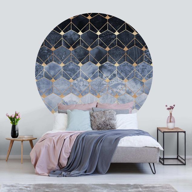 Geometric shapes wallpaper Blue Geometry Golden Art Deco