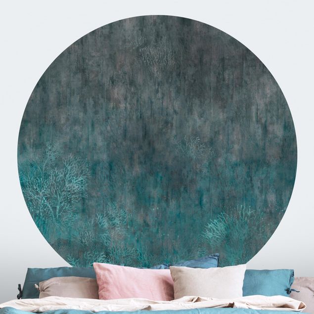 Modern wallpaper designs Blue Coral Bed