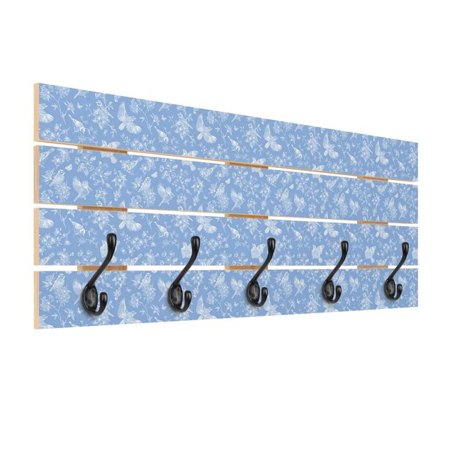 Wall coat rack Blue Tits In Front Of Blue