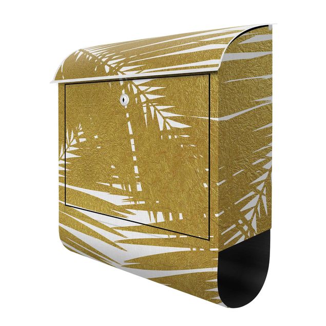 Letterboxes View Through Golden Palm Leaves
