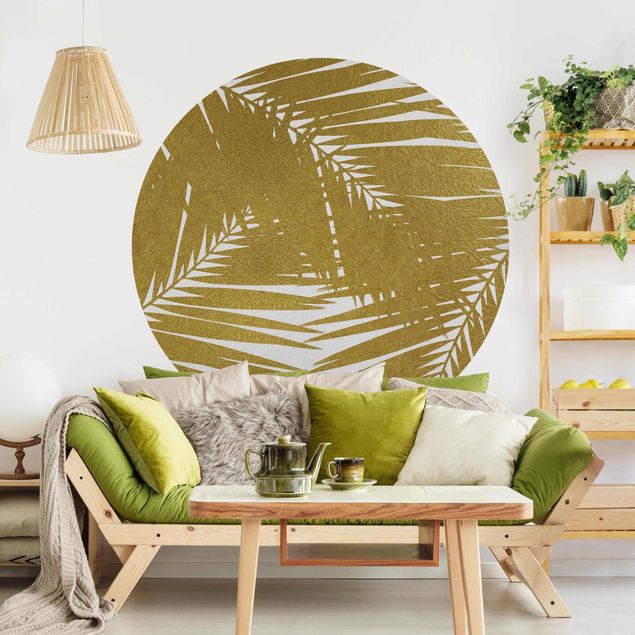 Wallpapers gold and silver View Through Golden Palm Leaves
