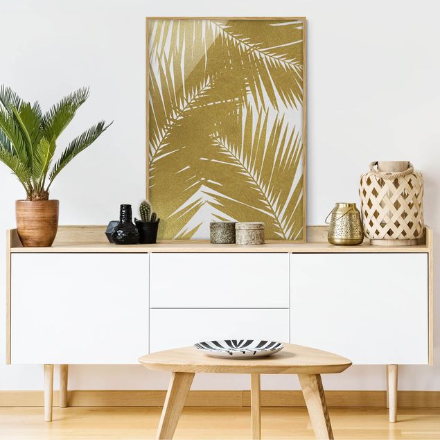 Art prints View Through Golden Palm Leaves
