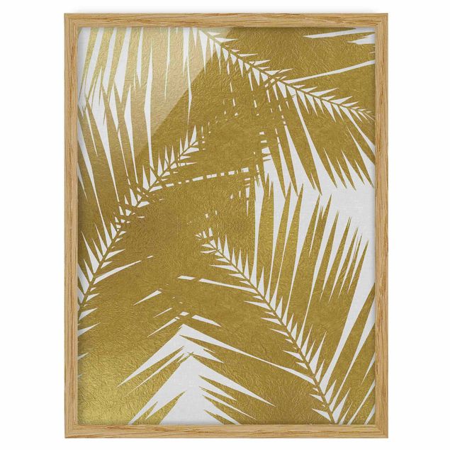 Flower print View Through Golden Palm Leaves