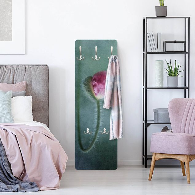 Wall mounted coat rack green Blossom In Pink