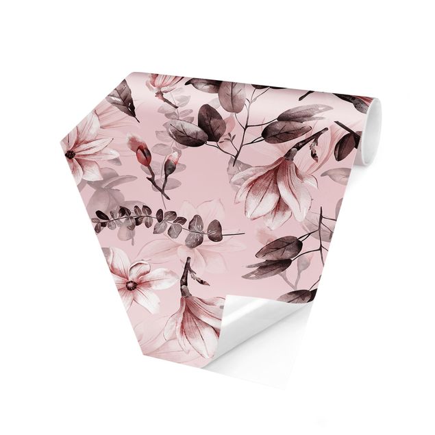 Wallpapers patterns Blossoms With Gray Leaves In Front Of Pink