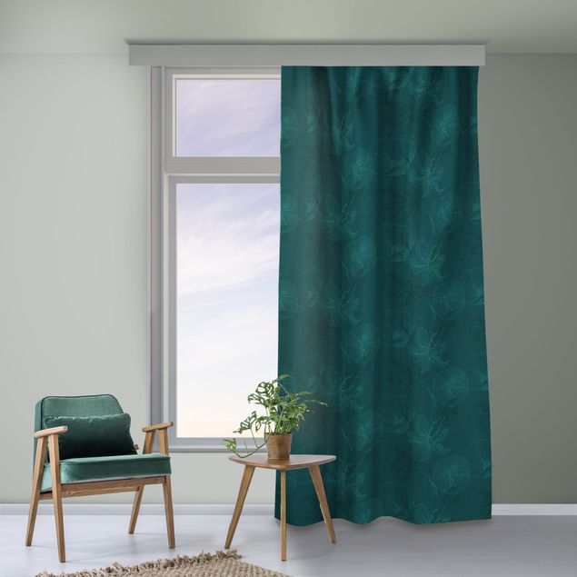 custom curtain Flower Mix - Dark Jade Green