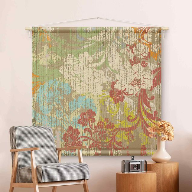vintage tapestry wall hanging Flowers Of Yesteryear