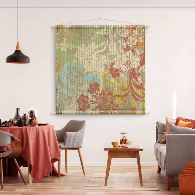 modern wall tapestry Flowers Of Yesteryear