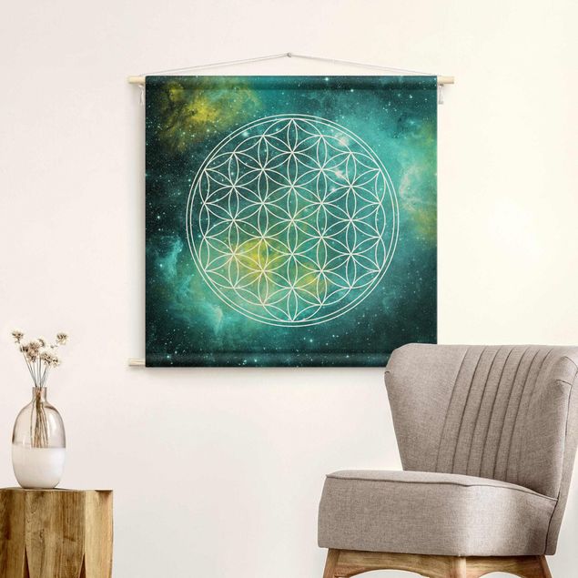 extra large tapestry wall hangings Flower Of Life In Starlight