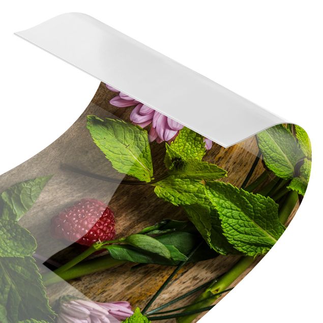 Self adhesive film Flowers Raspberries Mint