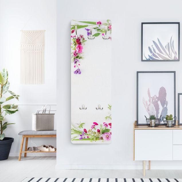 White wall coat rack Flower Arrangement
