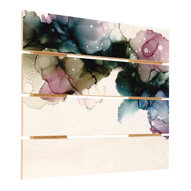 Print on wood - Floral Arches With Gold