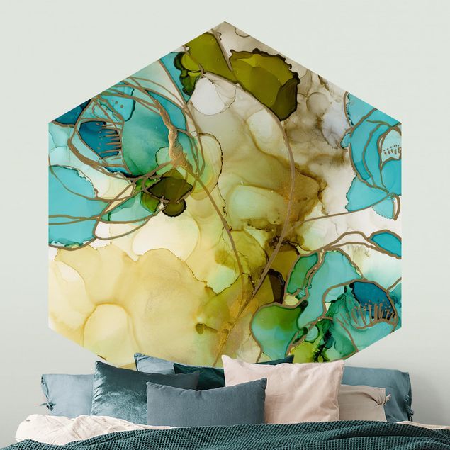 Wallpapers modern Flower Facets In Watercolour