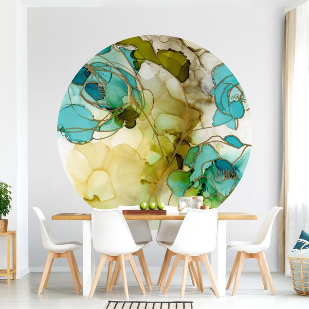 Modern wallpaper designs Flower Facets In Watercolour