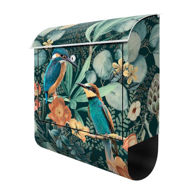 Letterboxes animals Floral Paradise Kingfisher And Hummingbird