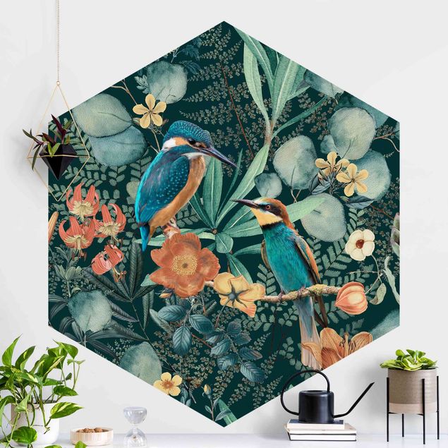 Kitchen Floral Paradise Kingfisher And Hummingbird