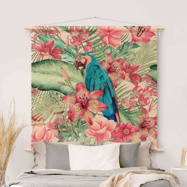 Kitchen Floral Paradise Tropical Parrot
