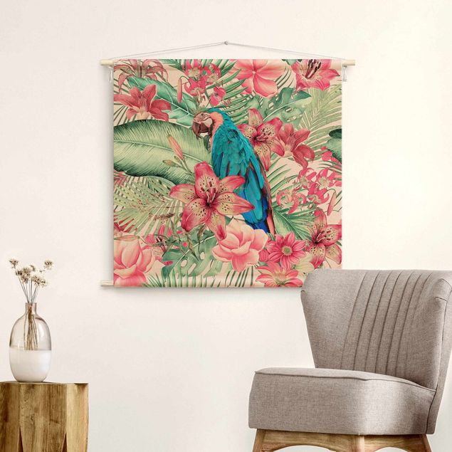 wall hangings Floral Paradise Tropical Parrot