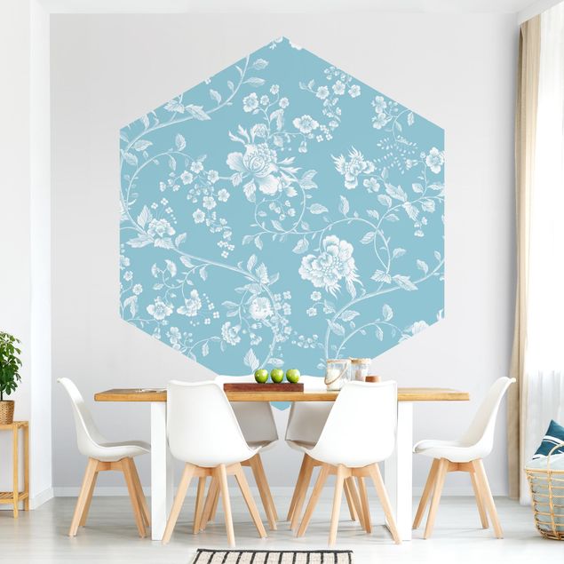 Modern wallpaper designs Flower Tendrils On Blue