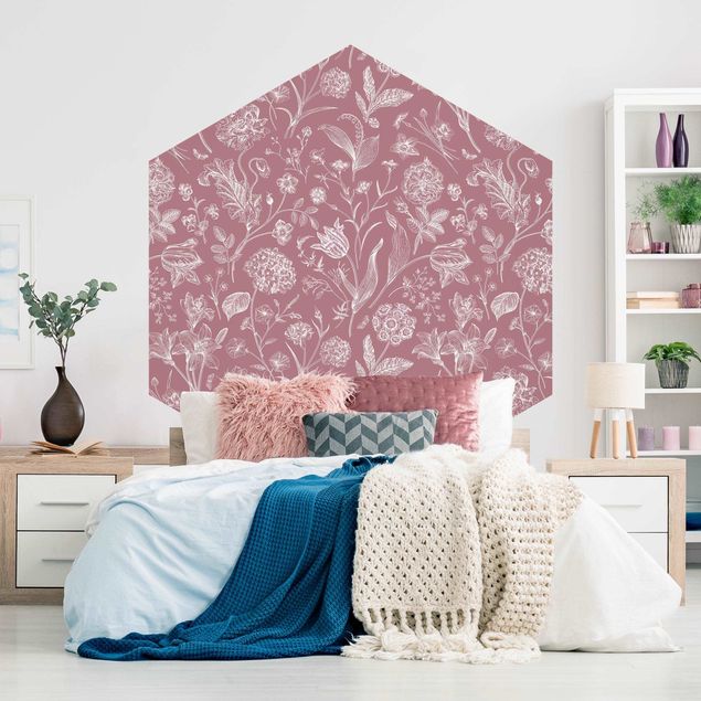 Modern wallpaper designs Flower Dance On Antique Pink