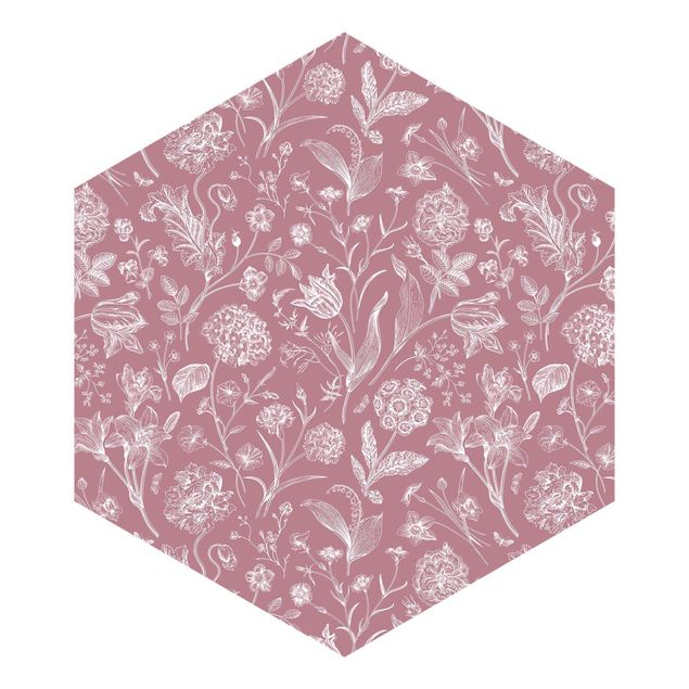 Adhesive wallpaper Flower Dance On Antique Pink