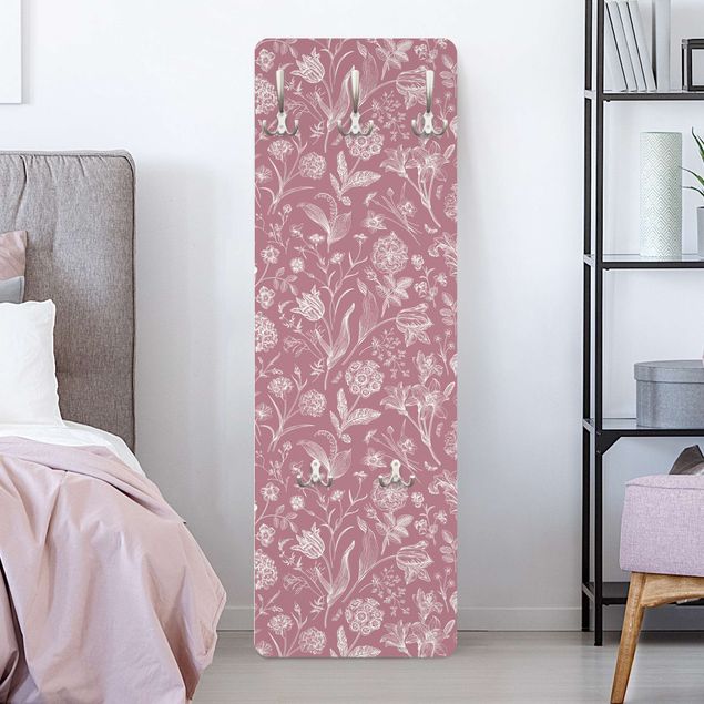 Wall mounted coat rack flower Flower Dance On Antique Pink