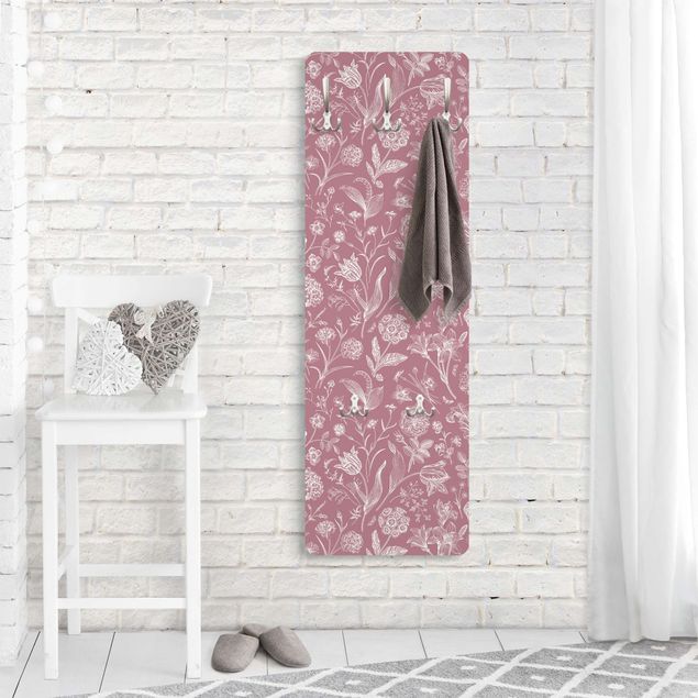 Country coat rack Flower Dance On Antique Pink