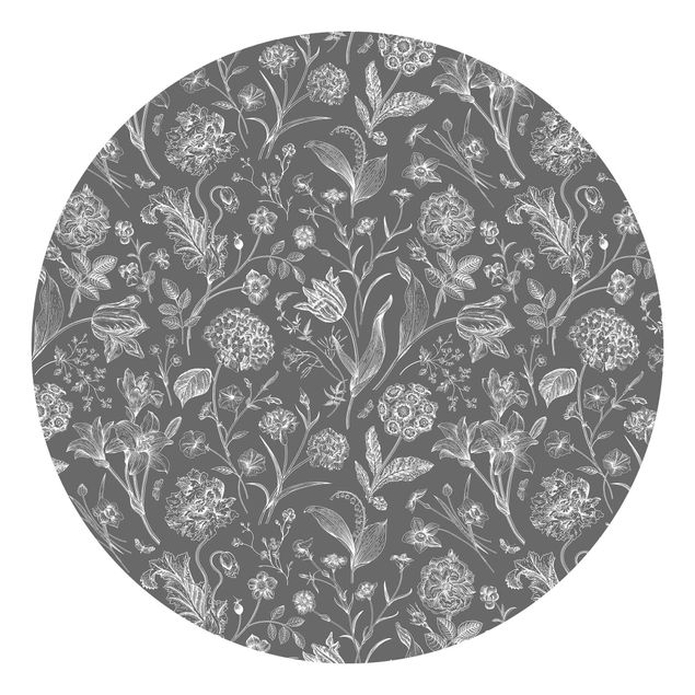 Wallpapers modern Flower Dance On Grey