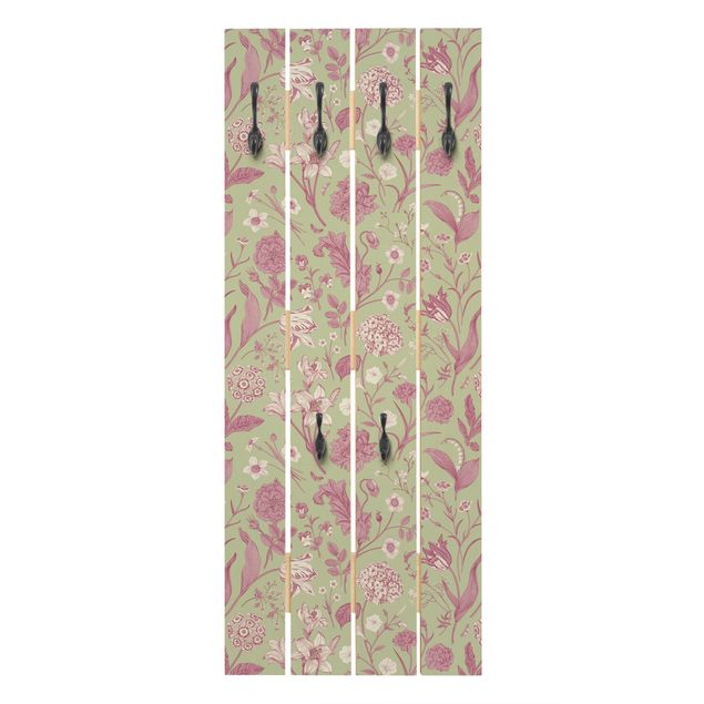 Green coat rack Flower Dance In Mint Green And Pink Pastel