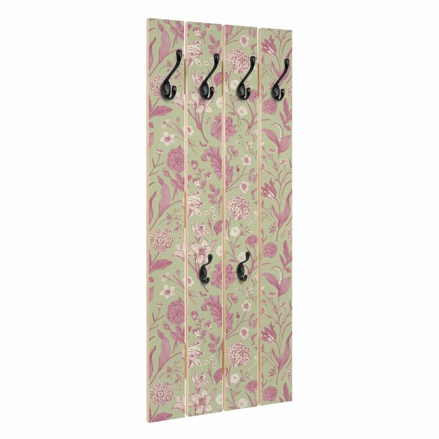 Wall coat hanger Flower Dance In Mint Green And Pink Pastel